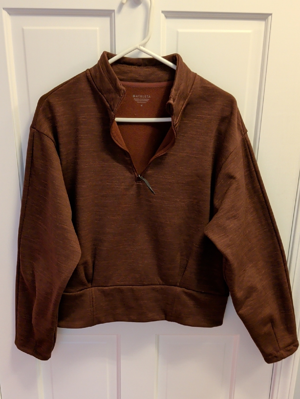 Athleta Brown Quarter-Zip Pullover Sweater